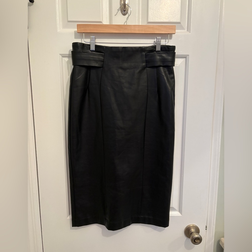 Eva Mendes for New York & Company Black Faux Leather Pencil Skirt Size 4